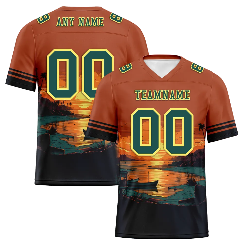 Custom Orange Hawaii Aqua Personalized Authentic Football Jersey FBJ02-bc0fa9f