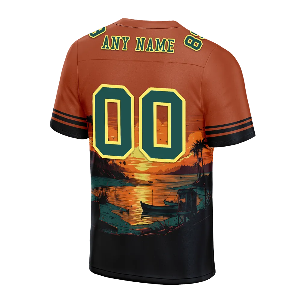 Custom Orange Hawaii Aqua Personalized Authentic Football Jersey FBJ02-bc0fa9f