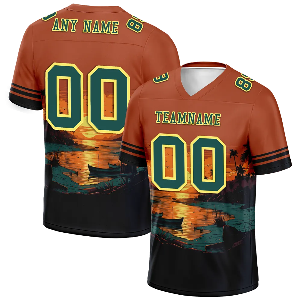 Custom Orange Hawaii Aqua Personalized Authentic Football Jersey FBJ02-bc0fa9f