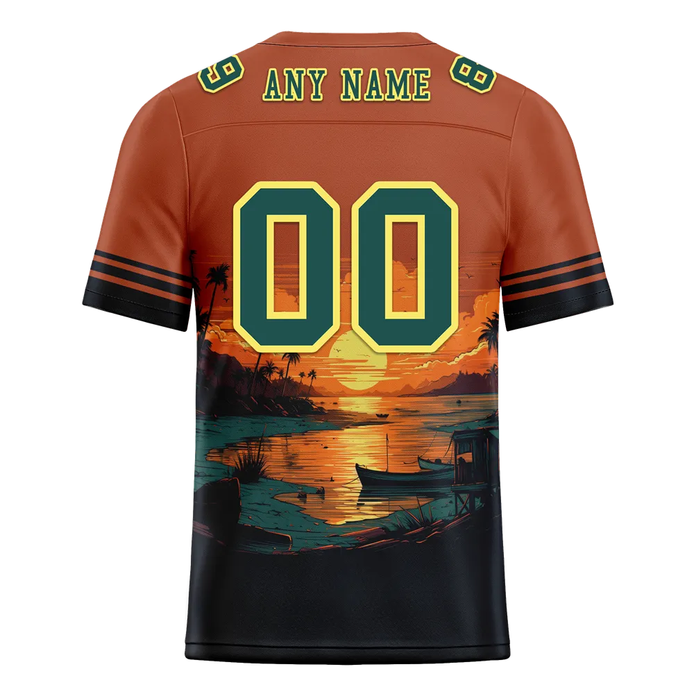 Custom Orange Hawaii Aqua Personalized Authentic Football Jersey FBJ02-bc0fa9f