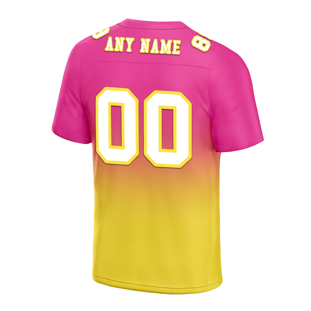 Custom Pink Yellow Fade Fashion White Personalized Authentic Football Jersey FBJ02-bc0f0cb