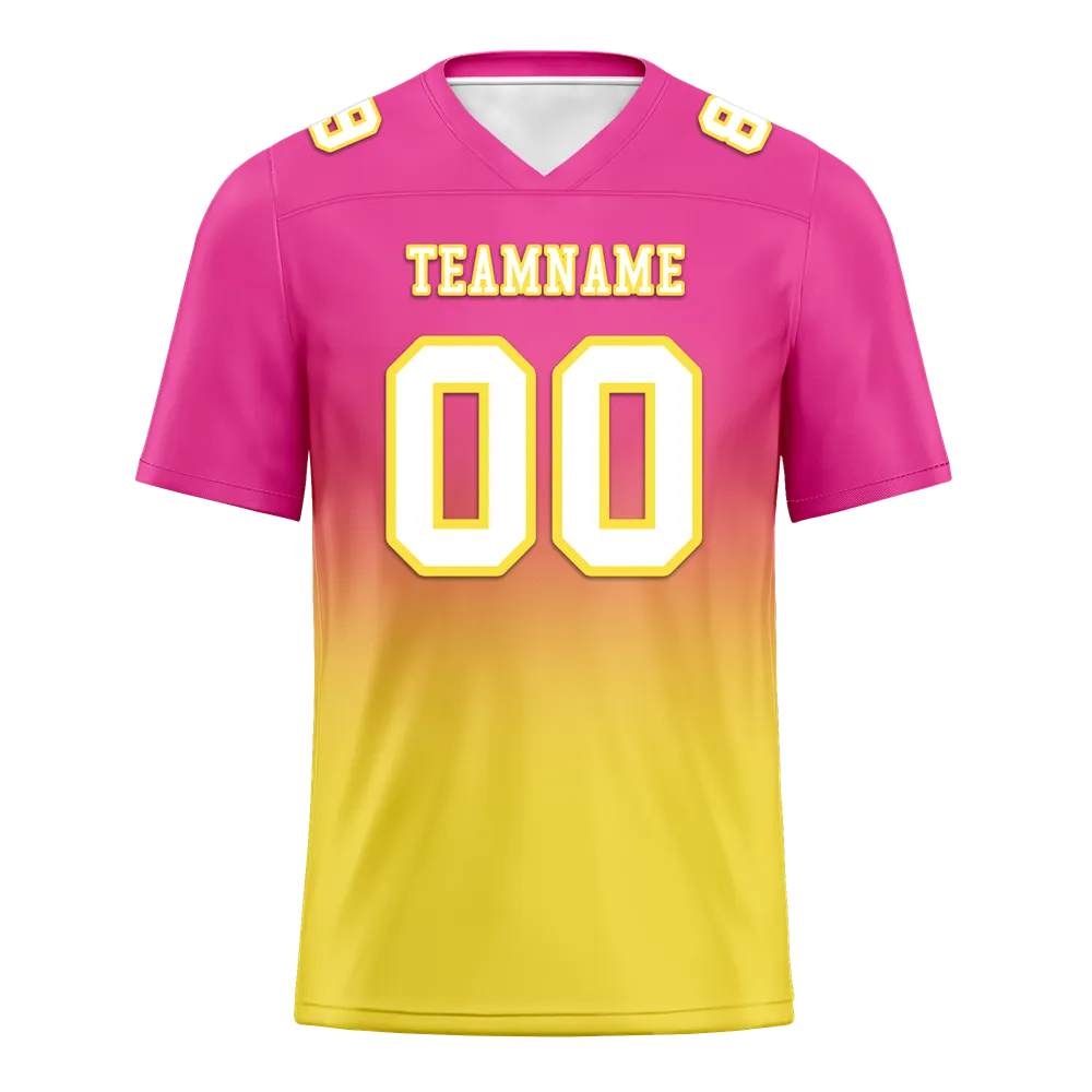 Custom Pink Yellow Fade Fashion White Personalized Authentic Football Jersey FBJ02-bc0f0cb