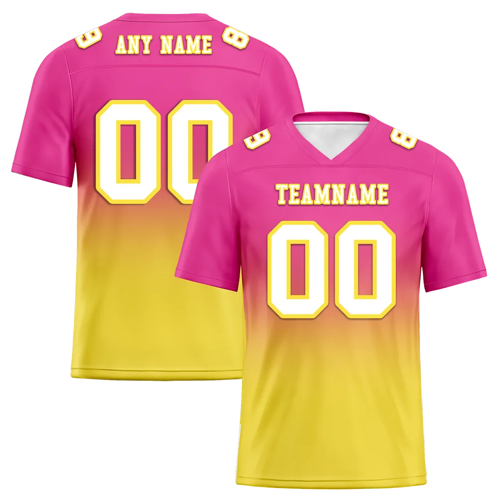 Custom Pink Yellow Fade Fashion White Personalized Authentic Football Jersey FBJ02-bc0f0cb