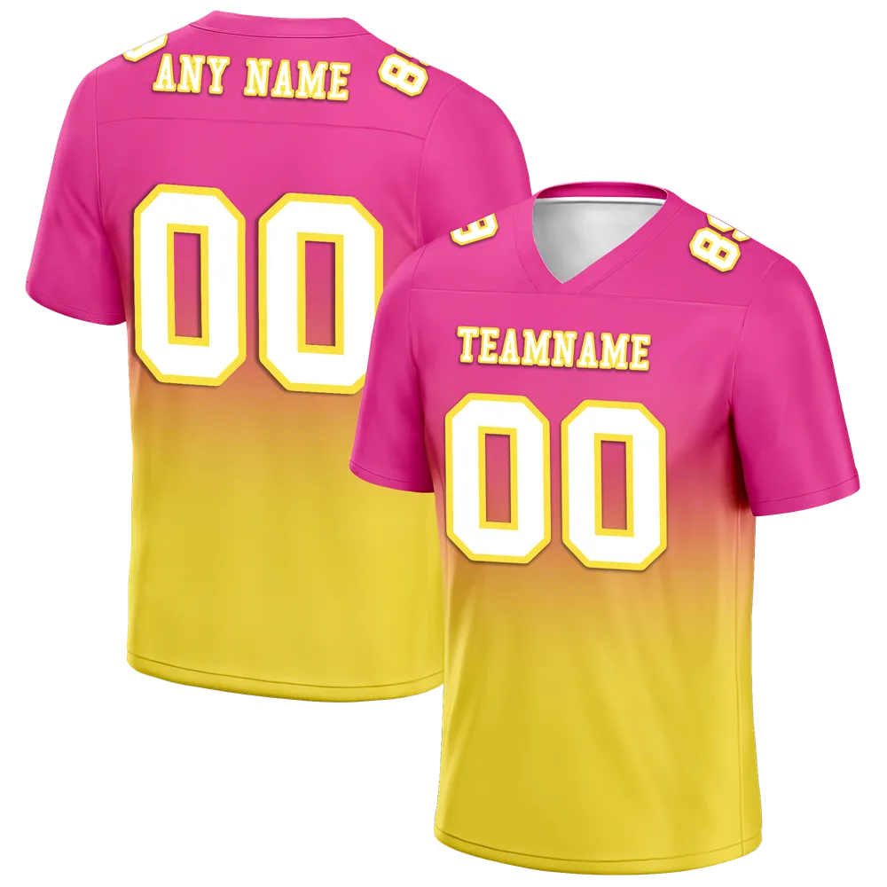 Custom Pink Yellow Fade Fashion White Personalized Authentic Football Jersey FBJ02-bc0f0cb