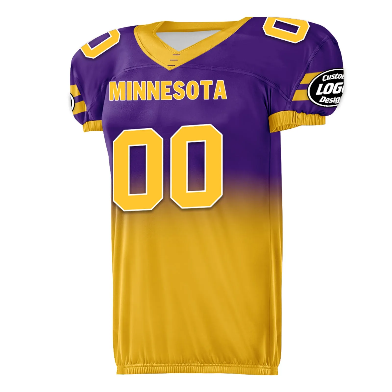 Custom Purple Yellow Fade Fashion Minnesota High-Performance American Football Jersey FBJ06-D020252-17