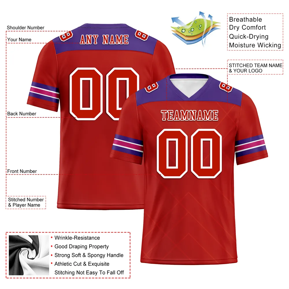 Custom Red Sleeve Stripes Red Personalized Authentic Football Jersey FBJ02-bc0f0e9