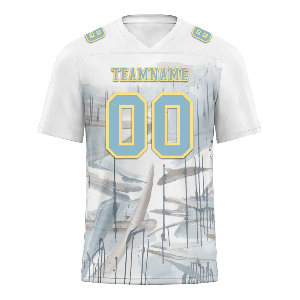 Custom White Graffiti Pattern Aqua Personalized Authentic Football Jersey FBJ02-bc0facc