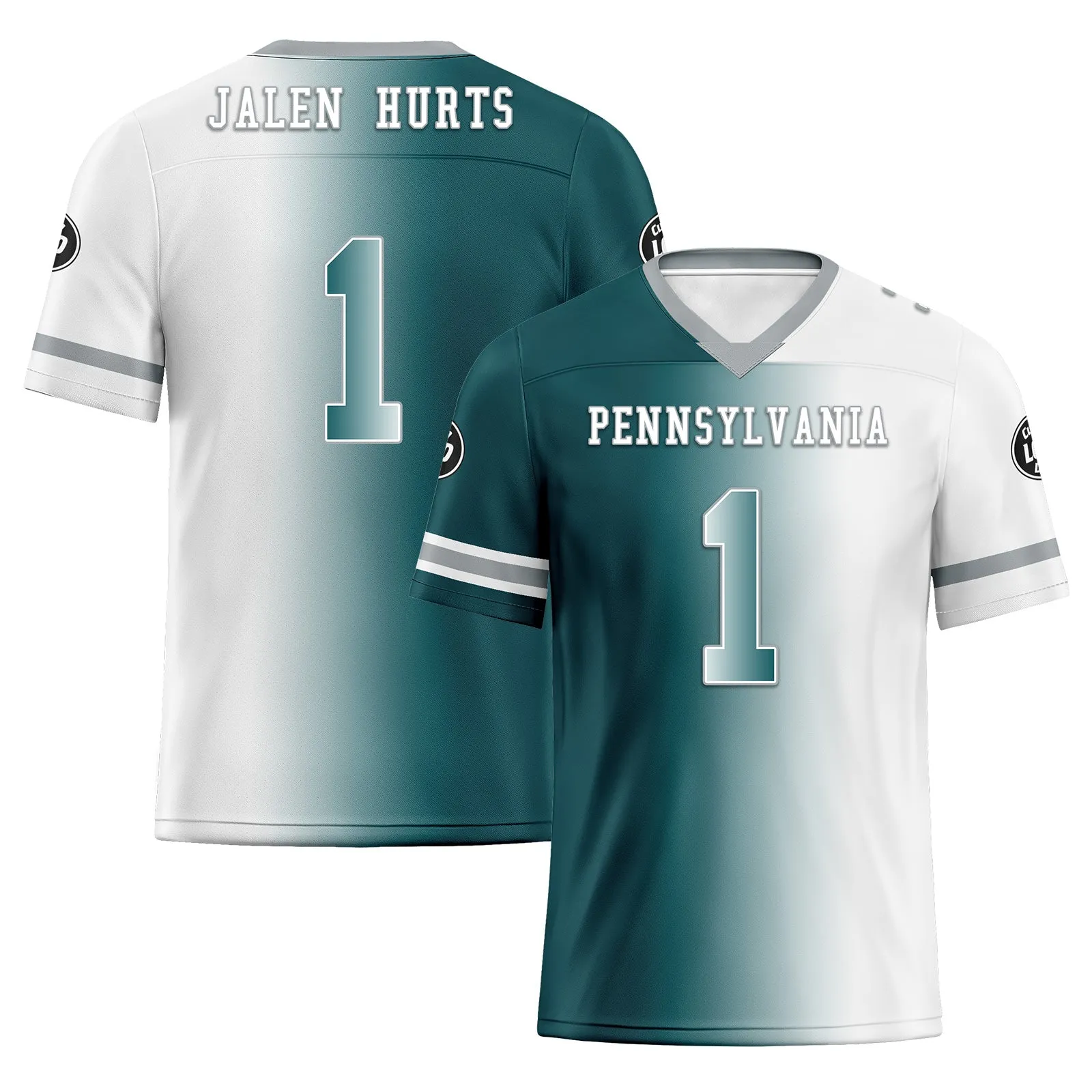 Custom White Green Pennsylvania Personalized Authentic Football Jersey FBJ02-D028017-12