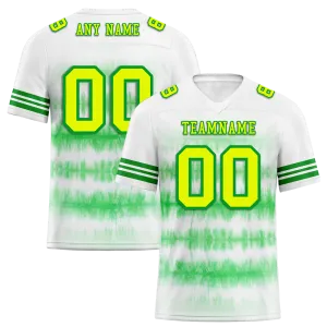 Custom White Green Tie Dye Yellow Personalized Authentic Football Jersey FBJ02-bc0fa8b