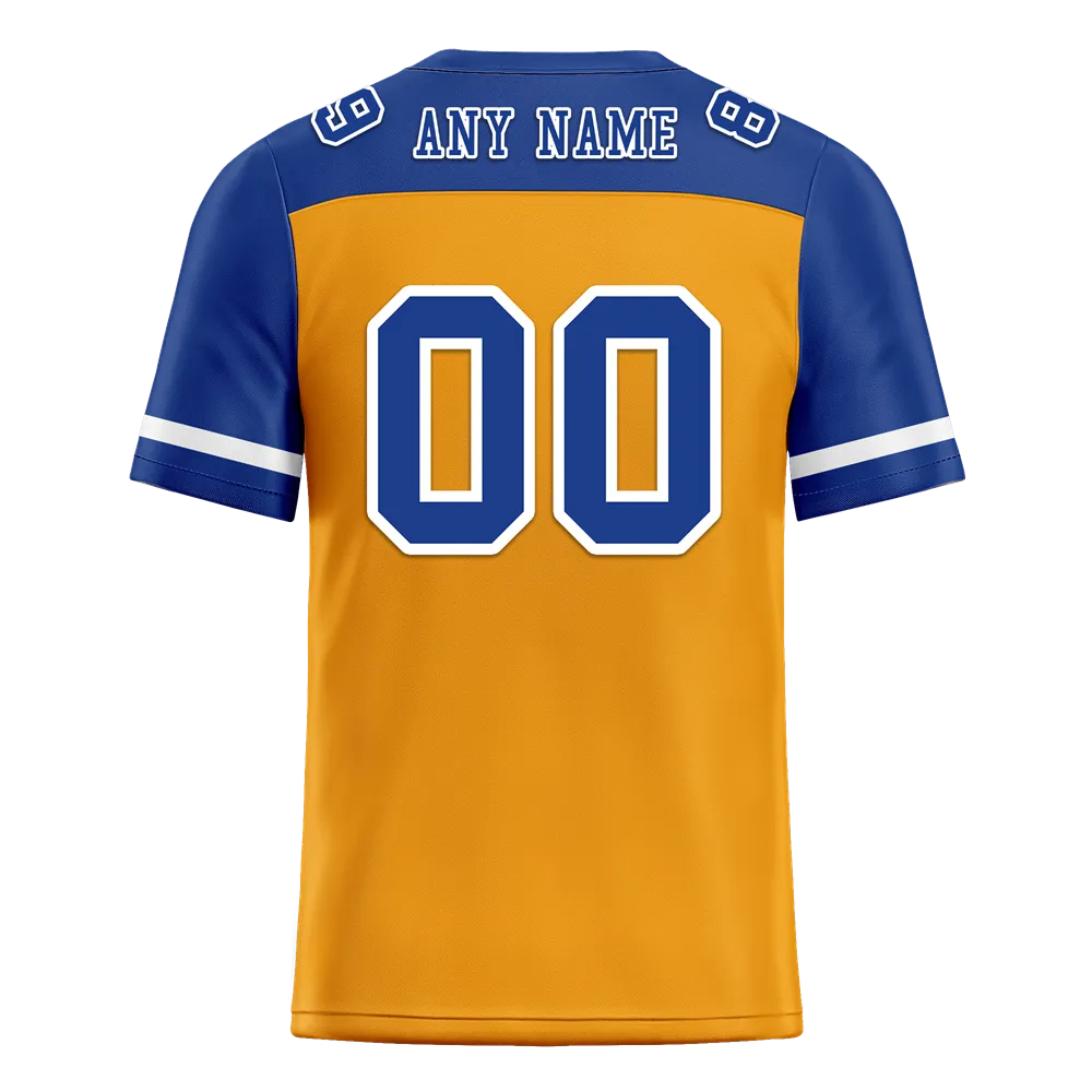 Custom Yellow Blue Raglan Sleeves Blue Personalized Authentic Football Jersey FBJ02-bc0f0be