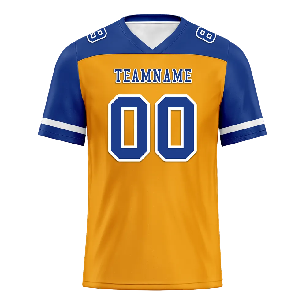 Custom Yellow Blue Raglan Sleeves Blue Personalized Authentic Football Jersey FBJ02-bc0f0be