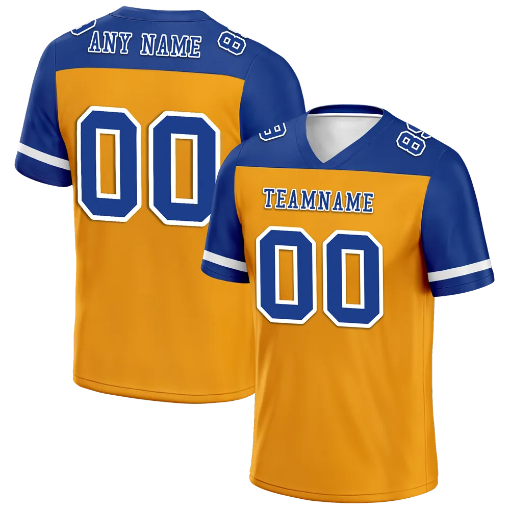 Custom Yellow Blue Raglan Sleeves Blue Personalized Authentic Football Jersey FBJ02-bc0f0be