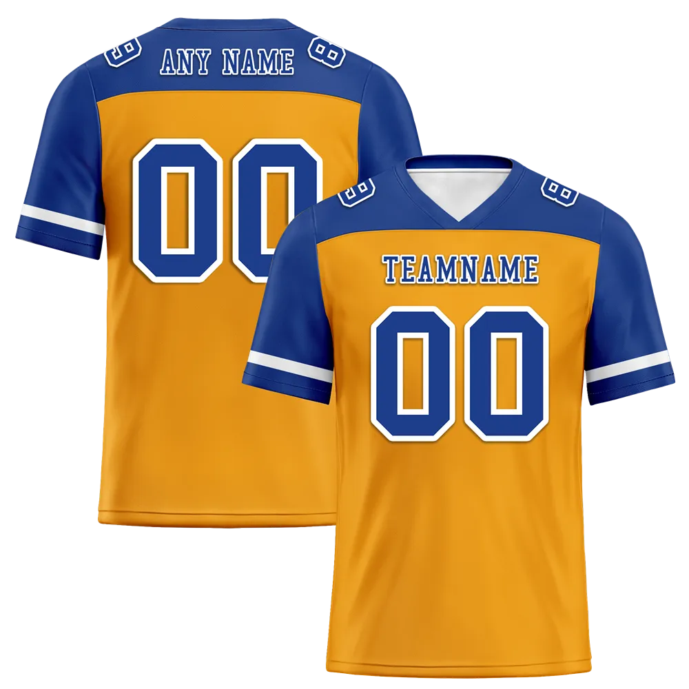 Custom Yellow Blue Raglan Sleeves Blue Personalized Authentic Football Jersey FBJ02-bc0f0be