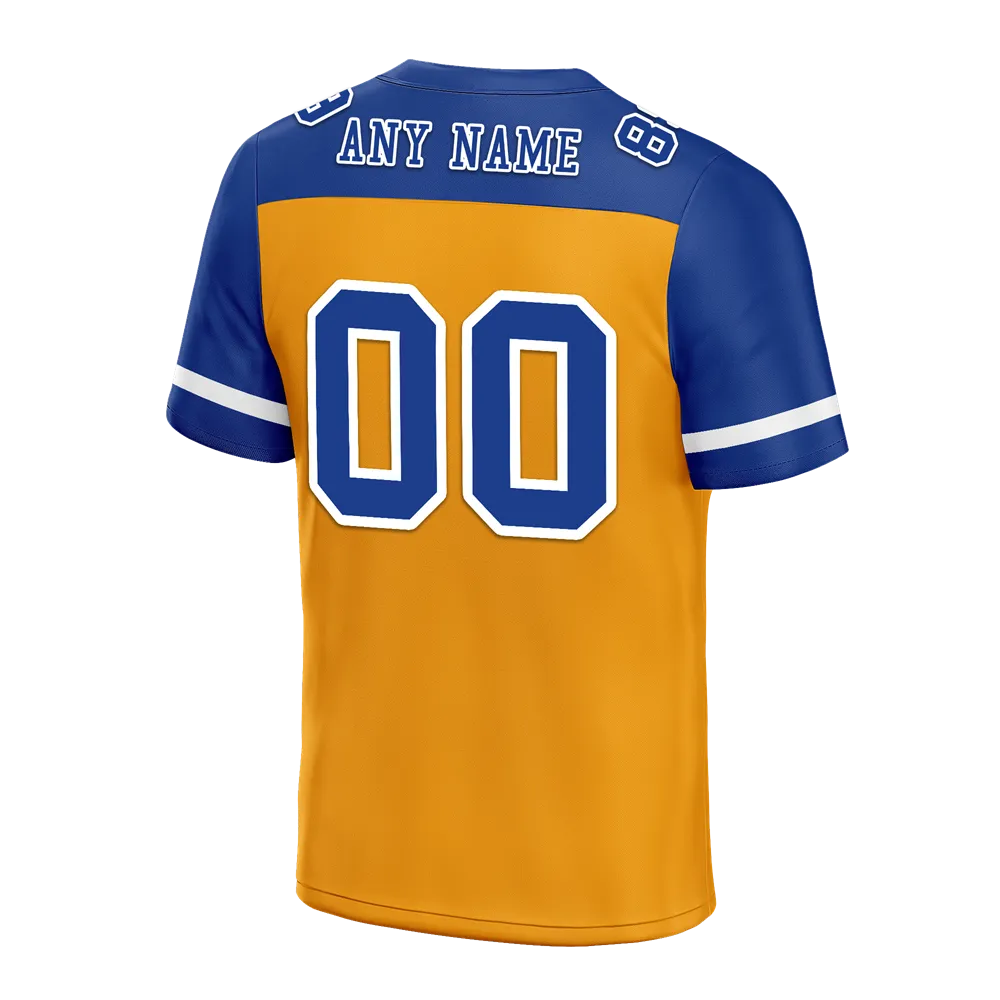 Custom Yellow Blue Raglan Sleeves Blue Personalized Authentic Football Jersey FBJ02-bc0f0be