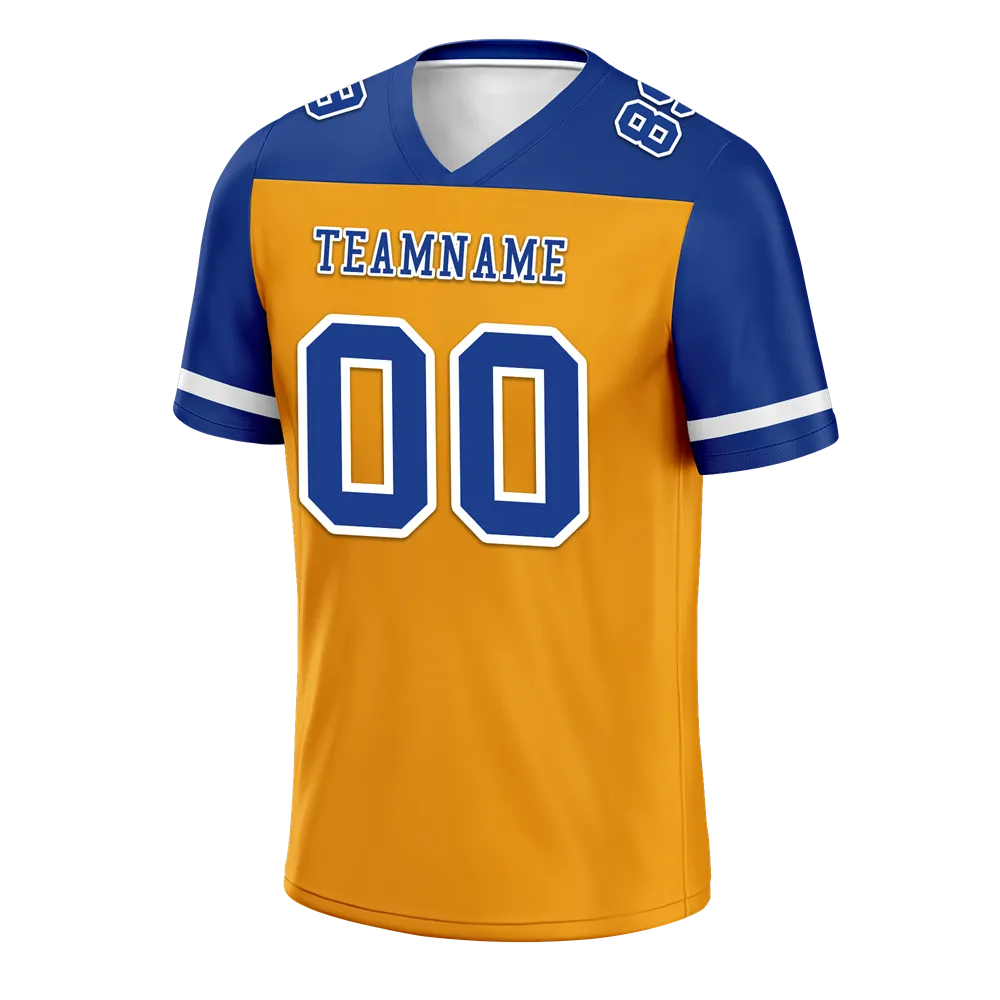 Custom Yellow Blue Raglan Sleeves Blue Personalized Authentic Football Jersey FBJ02-bc0f0be