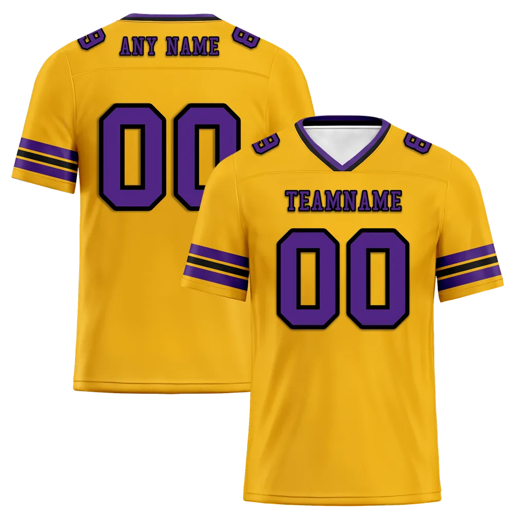 Custom Yellow Sleeve Stripes Purple Personalized Authentic Football Jersey FBJ02-bc0f07c