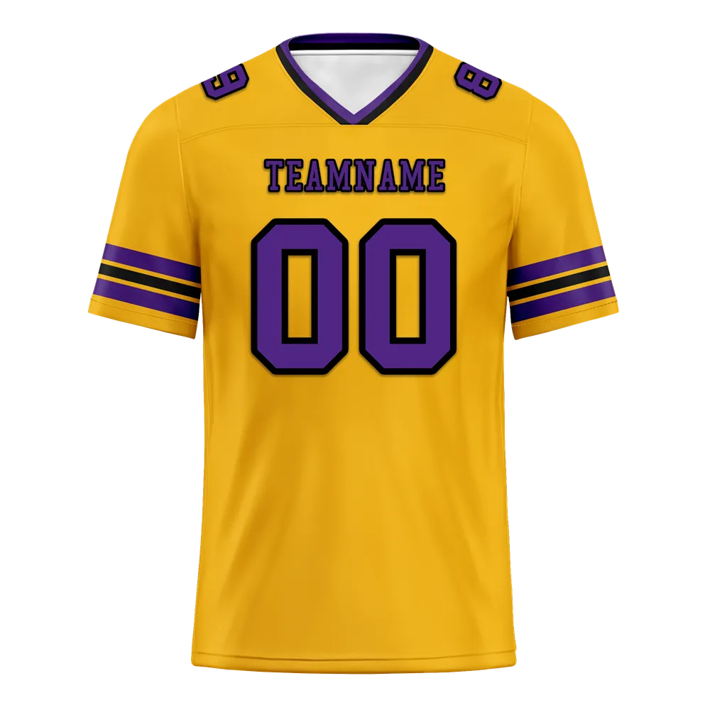 Custom Yellow Sleeve Stripes Purple Personalized Authentic Football Jersey FBJ02-bc0f07c