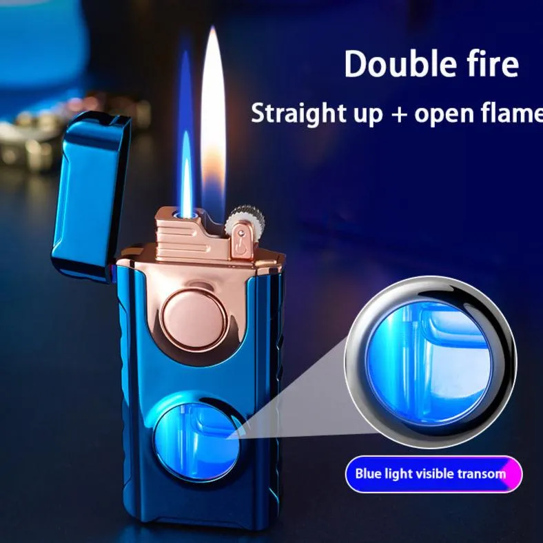 Dual Jet Torch/Soft Flame Illuminator Lighter - Flint Wheel Lighter