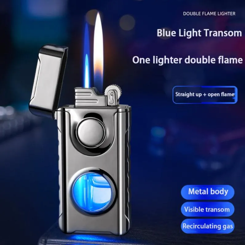 Dual Jet Torch/Soft Flame Illuminator Lighter - Flint Wheel Lighter