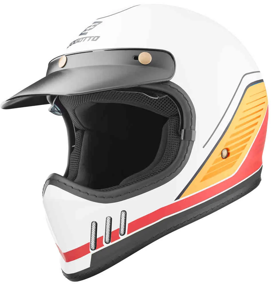 FF980 EX-R Cross Helmet Caferacer Bogotto, white/red/yellow