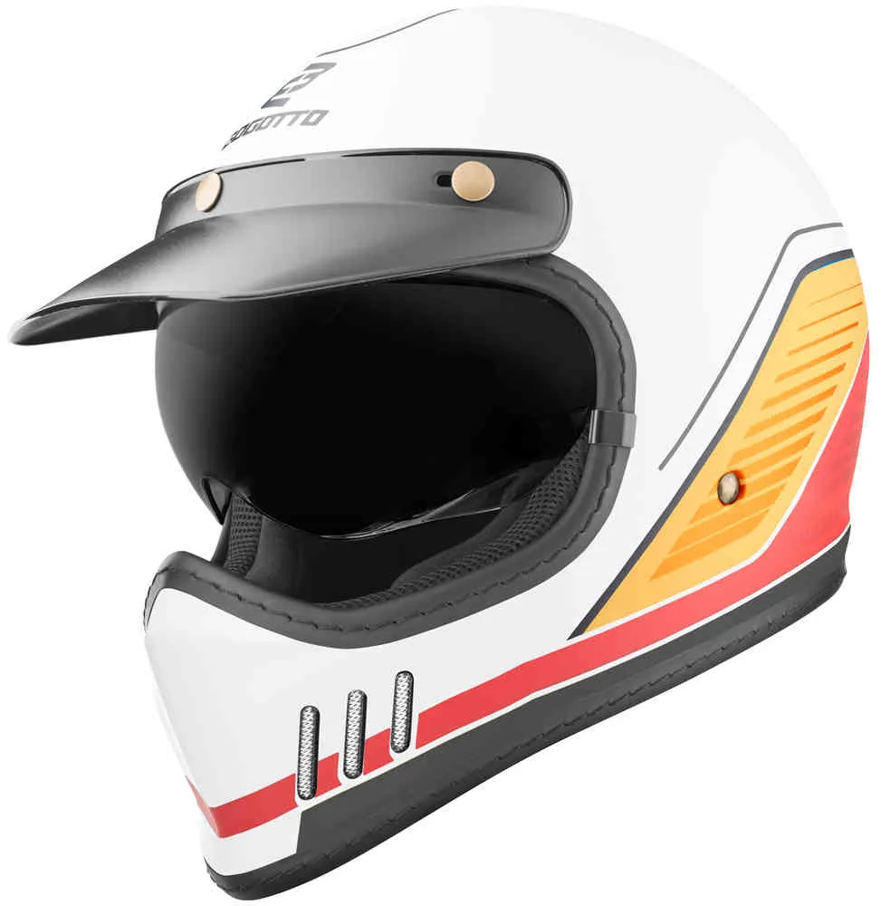 FF980 EX-R Cross Helmet Caferacer Bogotto, white/red/yellow