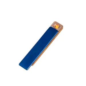 Flameless Rectangular Metal Trim Lighter Blue by Creative Gifts