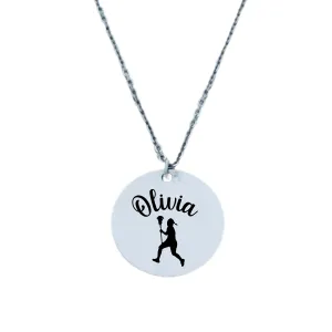 Girls Engraved Lacrosse Charm Necklace