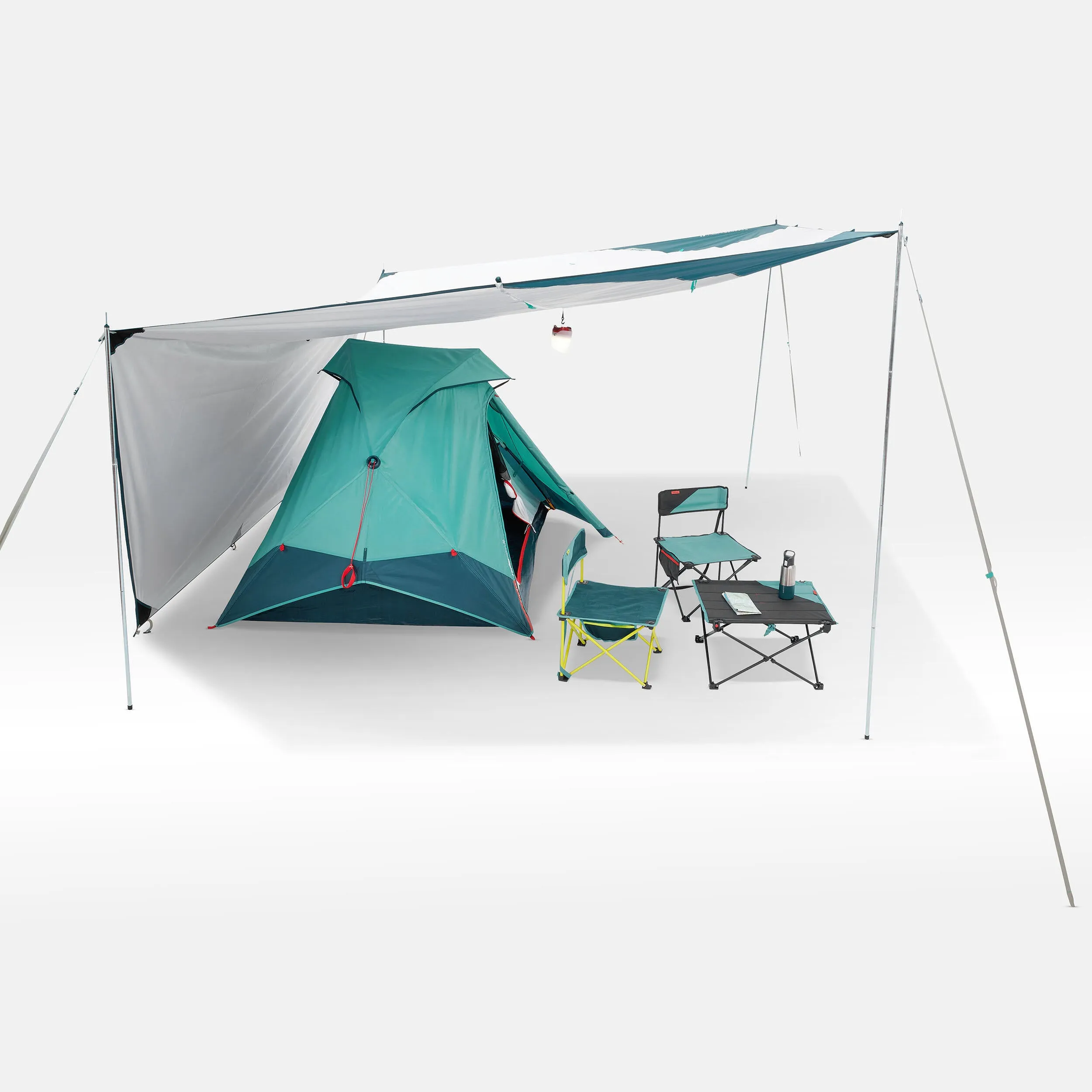 Multifunctional camping canopy Quechua Fresh XL, white/turquoise/blue