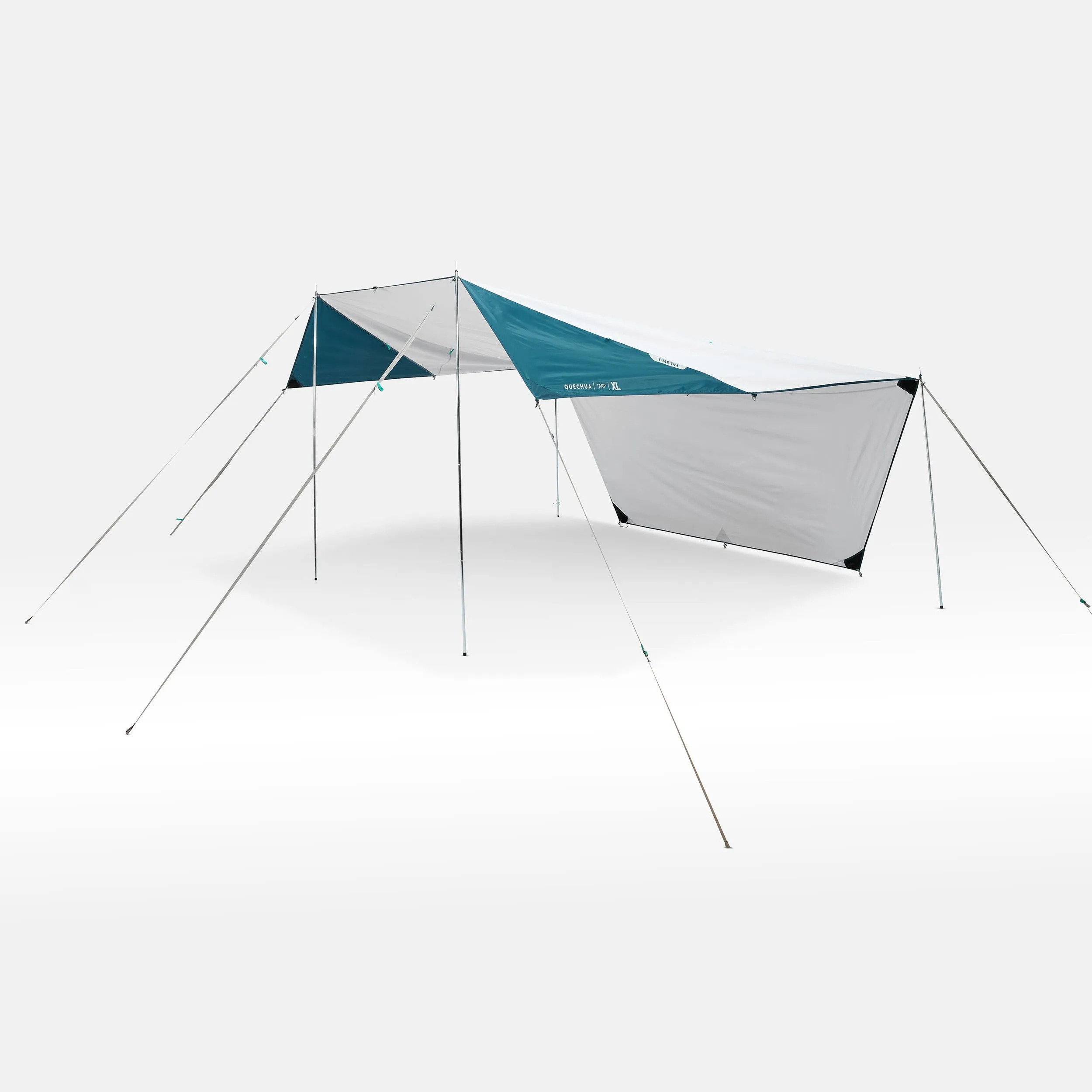 Multifunctional camping canopy Quechua Fresh XL, white/turquoise/blue