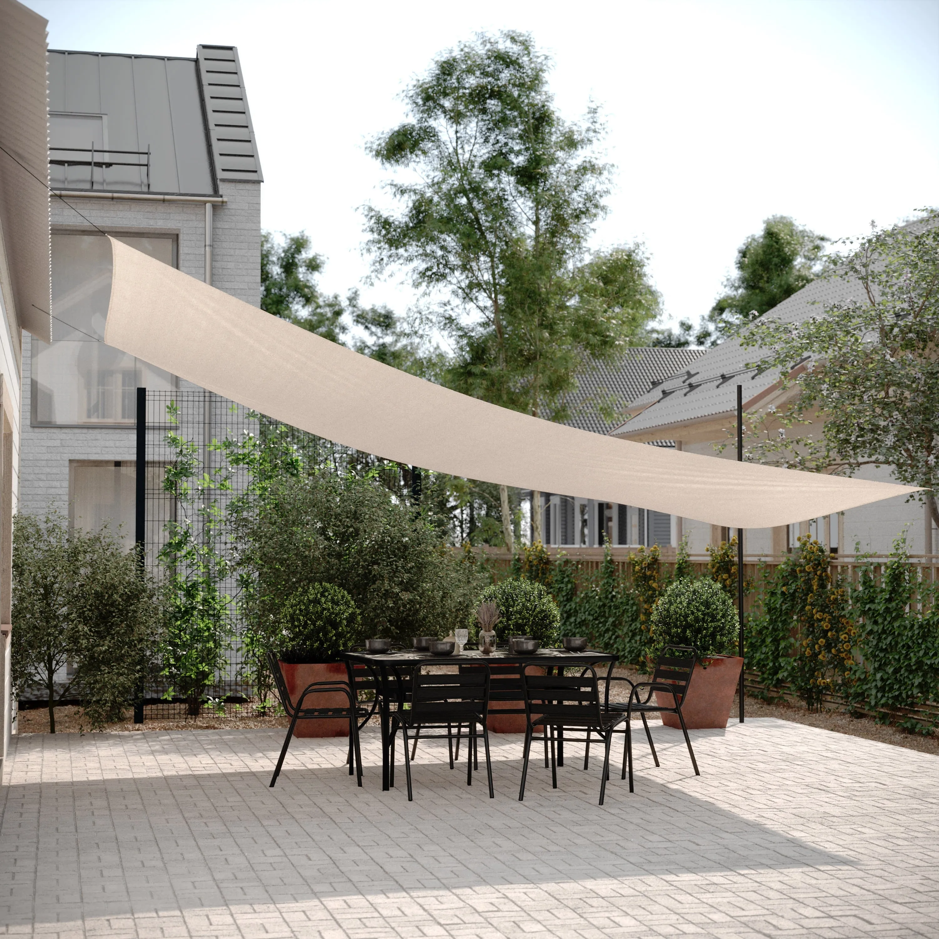 Palmetto Rectangle Sun Sail Shade Canopy with Included Nylon Attachment Ropes