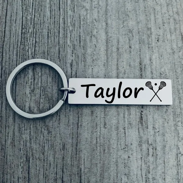 Personalized Engraved Lacrosse Keychain