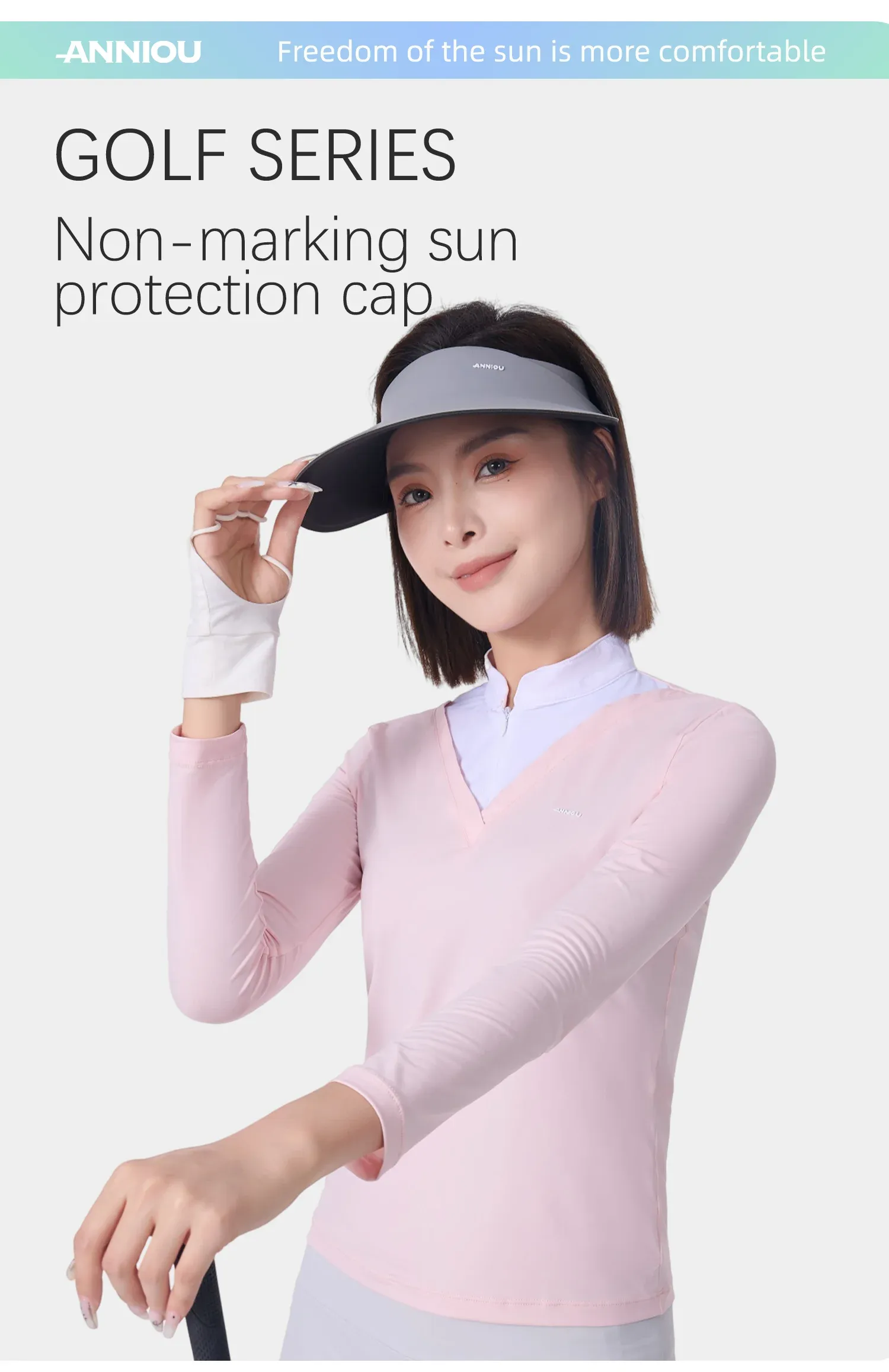 Sidiou Group ANNIOU Golf Sun Protection Cap Seamless Foldable Outdoor Visor Caps Ice Silk Breathable Empty Top Sun Hat