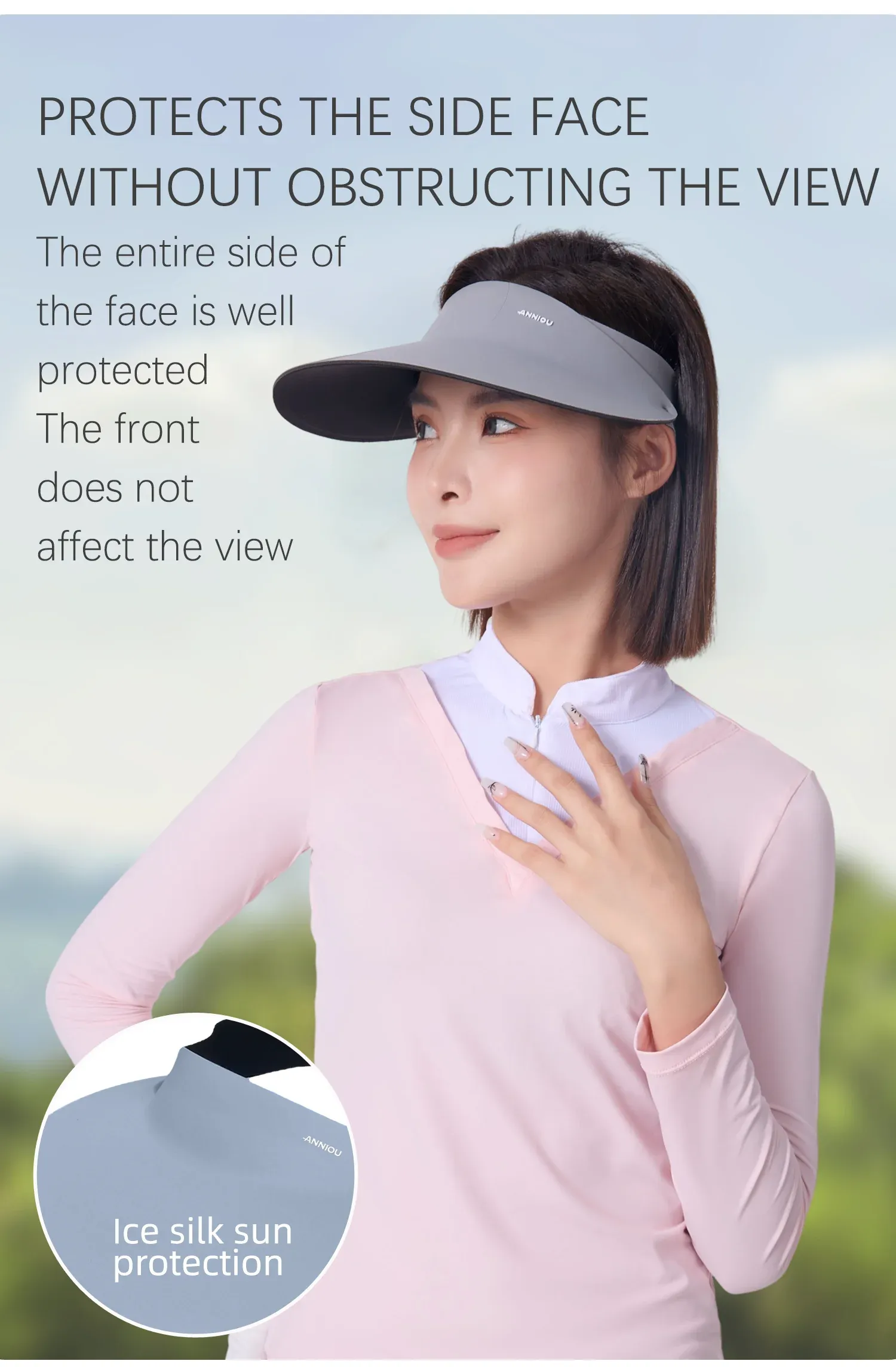 Sidiou Group ANNIOU Golf Sun Protection Cap Seamless Foldable Outdoor Visor Caps Ice Silk Breathable Empty Top Sun Hat